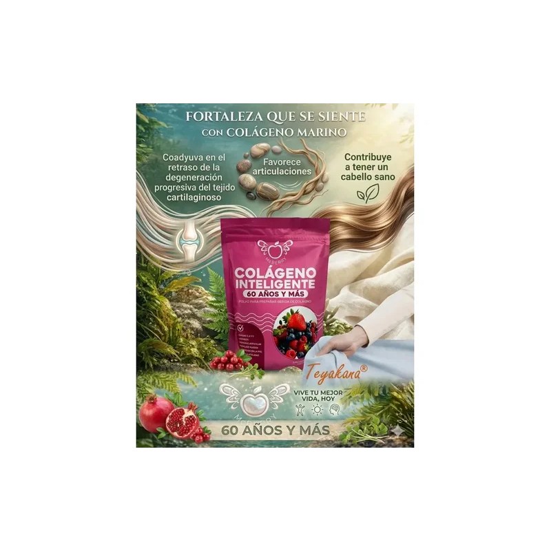 Colágeno 60+ Zinc Maca Magnesio Sabor Frutos Rojos 500gr