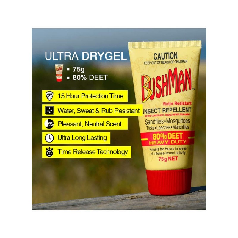 Bushman Ultra Heavy Duty 80% Deet DryGel Tube 75 g,