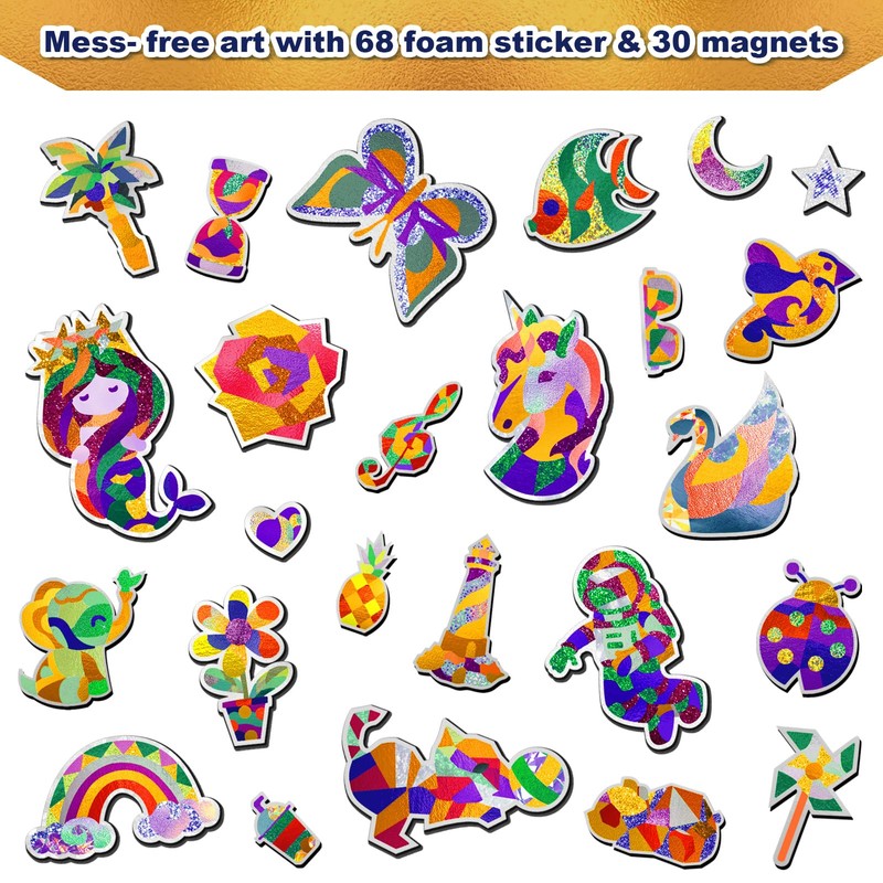 FLUXOJOY Foil Art Craft Kits for Kids, Mess -Free Fun
