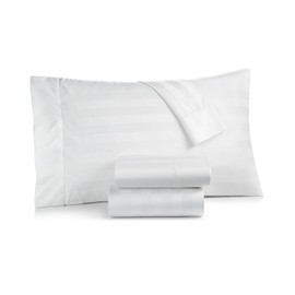Charter Club Damask Stripe 550 Thread Count Supima Cotton 4 Piece Queen Sheet Set White