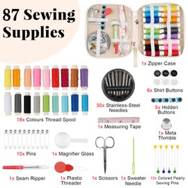 Floral Printing Sewing Kit Set 86 Pcs, Portable Needle,Sewing Thread Kit with Zipper Sewing Case,Professional Sewing Kits for Adults uk, Travel, Home,Sewing Supplies for Emergency Repairs Everyday Use
