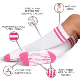 LA Active Knee High Socks with Non-Slip Grip - Sizes for Baby, Toddlers, Kids