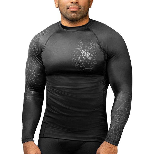 Hayabusa Geo Long Sleeve Jiu Jitsu Rashguard - Grey, L