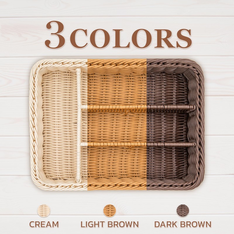 myHomeBody Rectangle Wicker Utensil Holder | Utensil Organizer | Cutlery