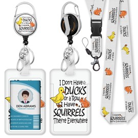Piefly Lanyards for Id Badges, Cute Ducks Holder with Retractable Reel Clip, Funny Work Card Name Tag Keychain Lanyard Vertical ID Card Protector Cover Case for Women Nurse Doctor Teacher Student