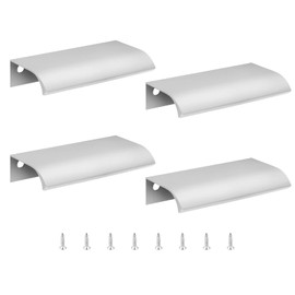 Qjaiune Back Mount Finger Edge Pull 80mm/3.15", Aluminum Hidden Handle Concealed Tab Pulls for Home Kitchen Living Room Door Drawer Cabinet (4Pcs, Silver)