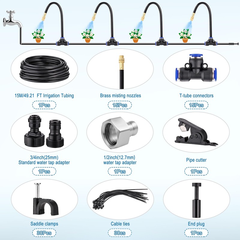 Automatic Drip Irrigation Kit 50FT - DIY Garden Watering System