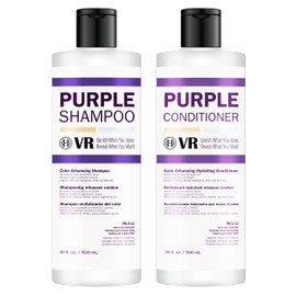 Purple Shampoo and Conditioner for Blonde, Silver and Gray Highlighted Hair - Lightening, Color-Safe, Paraben-Free, Cruelty-Free, Sulfate-Free (16 fl/oz, DUO)