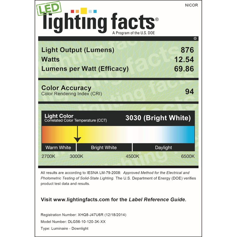 NICOR Lighting 5/6 inch LED Gimbal Downlight Retrofit Kit, 3000K