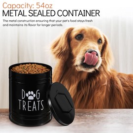 Cabilock Airtight Dog Food Storage Container with Lid, Rustic Iron Pet Food Bin, Rustic Farmhouse Large Pet Treat Jar Multi-Functional Dog Biscuits Storage Tank for Kitchen Counter, Black