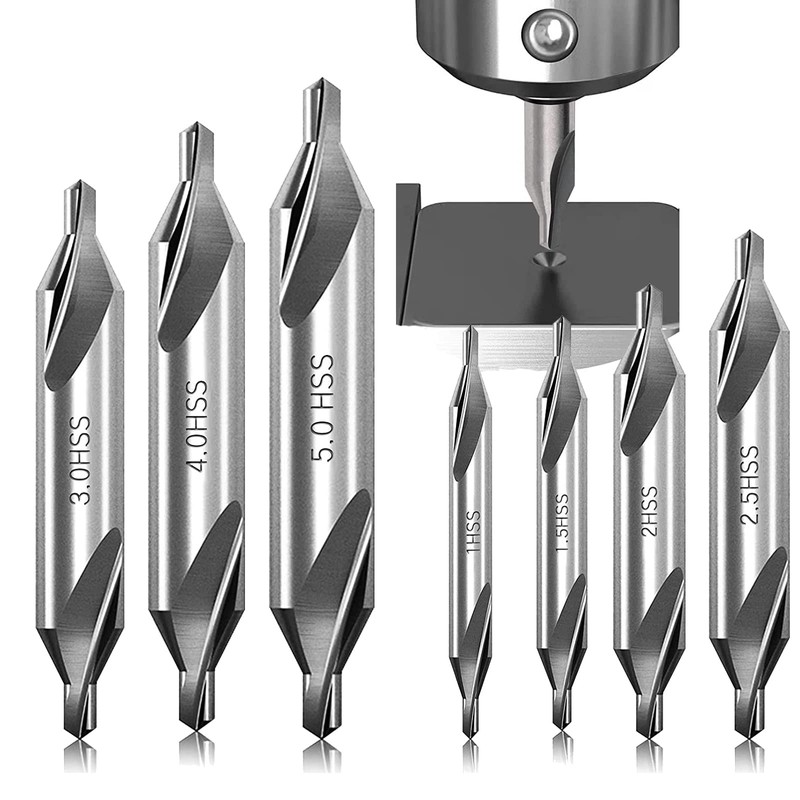 Yuentoen 7 Pieces Center Drill Bits Set, HSS 60° Countersink
