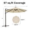 Devoko 10ft Solar LED Patio Umbrella, Round Cantilever Outdoor Umbrella