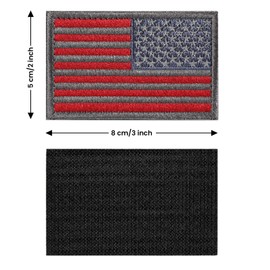 2 parches tácticos de la bandera de Estados Unidos de América, parches de emblema militar regular y reverso, color gris y rojo, 2 paquetes de reverso