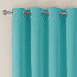 VEHEDE Soft Blackout Thermal Curtains for Bedroom, Room Darkening Window Treatments Drapes for Living Room, Eyelet Black Out Curtains, W46 x L63 Inch, Teal, 2 Panels