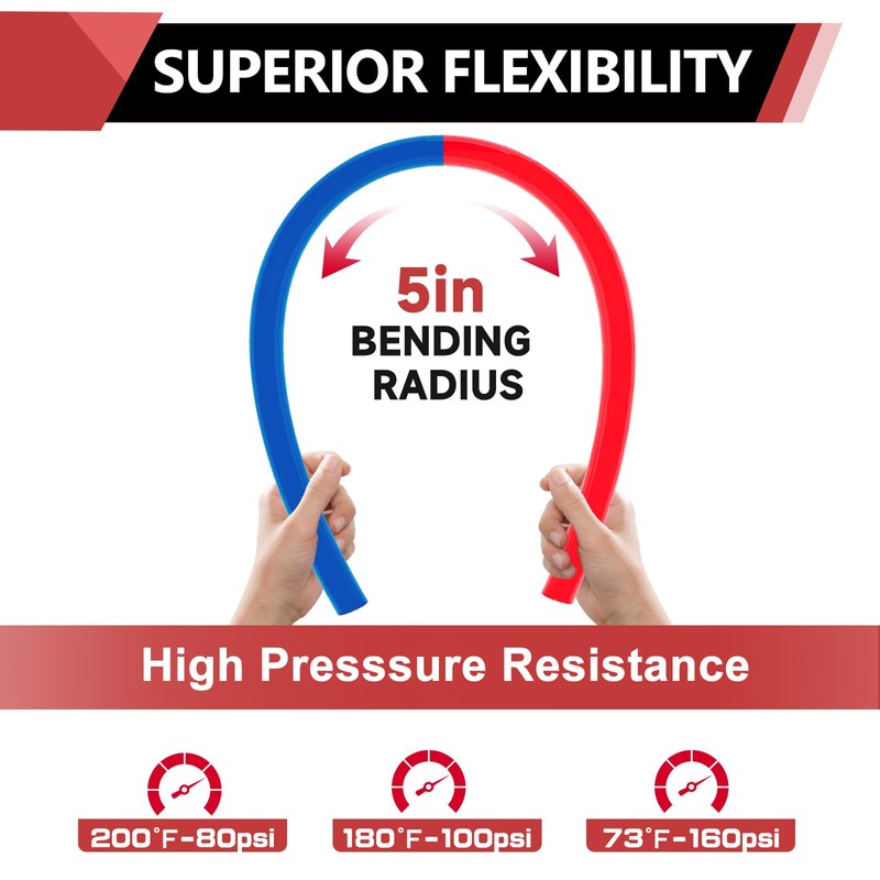 EFIELD 1/2-inch 2 x50 ft Pex-A Pipe, Blue & Red