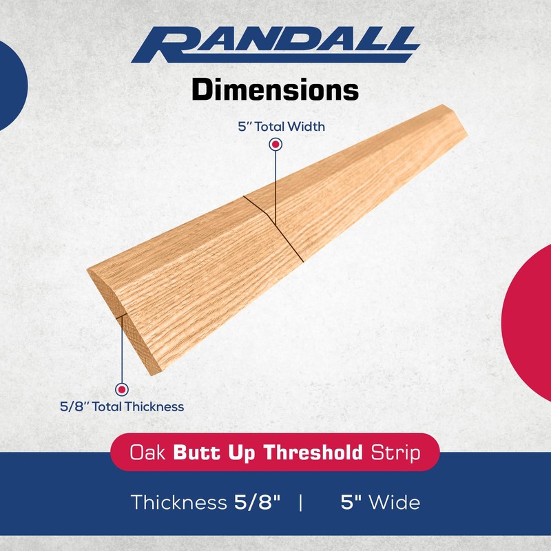 36" Unfinished Oak Reducer Threshold – 5" Wide x 5/8"