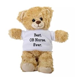 SpreadPassion Best Ob Nurse Ever Teddy Bear, Gift Stuffed Animal, Plush Teddy Bear with Tee