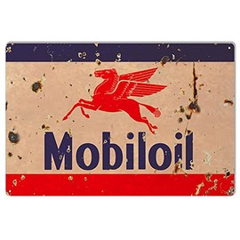 Mobiloil Pegasus Reproduction Gas Station Metal Sign 18x30