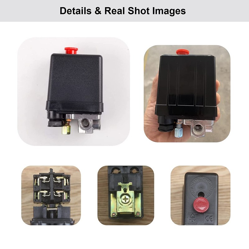 240V 20A 90-120175PSI Pressure Switch Air Compressor, 4 Hole Air