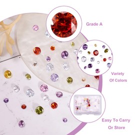 Pandahall 80Pcs Cubic Zirconia Cabochons 4 Sizes Grade A Faceted Diamond Cabochons Mixed Color for DIY Earring Bracelet Jewelry Making
