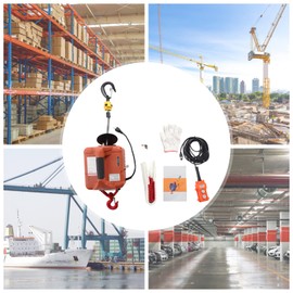 CHUNILLE Portable Electric Hoist Winch Engine Crane Lift with Wired Remote 1100lbs 110V (1100 lbs Wired Remote)