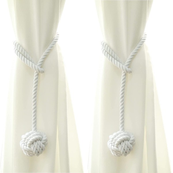 2 Pcs Curtain Rope Tiebacks, Heavy Duty Cotton Handmade Double