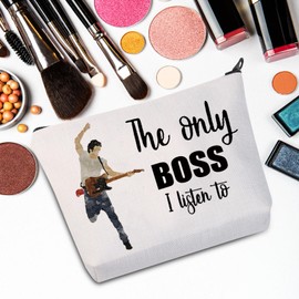 MYSOMY Bruce Fans Cosmetic Makeup Bag Rock Music Lover Gifts The Only Boss I Listen to Music Zipper Pouch Bag Singer Merchandise (only boss Listen Make Bag)