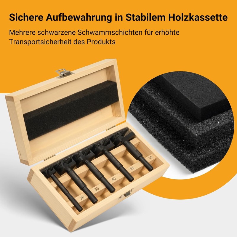 TOOLMAYS Forstner Drill Bit Set 5 Pieces for Wood Diameter