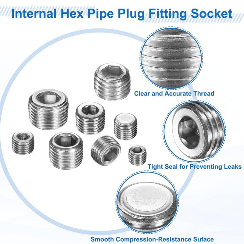 uxcell 4Pcs M10x1x10 304 Stainless Steel Pipe Plug Fitting, Male
