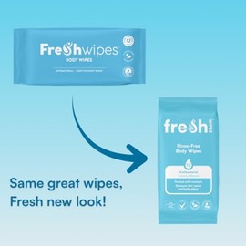 FreshWipes Antibacterial Body Wet Wipes For Adults 1 Pack (12 Wipes) - Coconut Breeze - Extra Large Biodegradable - Dermatologically Tested & Suitable for the Elderly or Disabled - Great for Camping