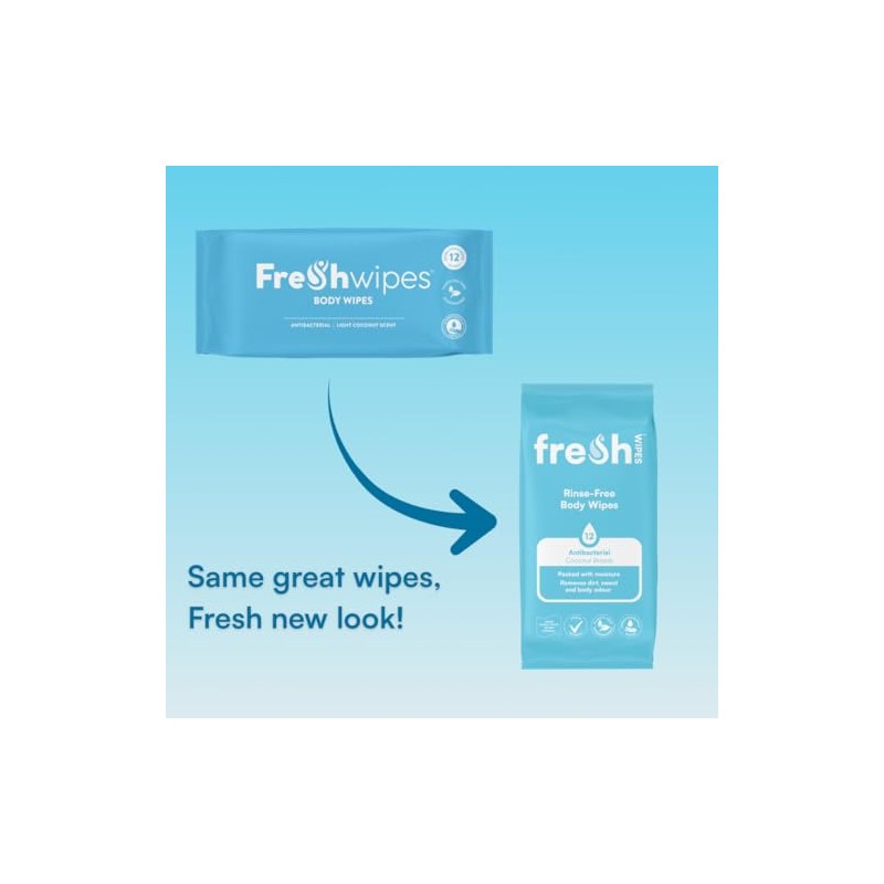 FreshWipes Antibacterial Body Wet Wipes For Adults 1 Pack (12