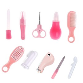 WADY Kit de Aseo para Bebés, Juego de 10 Piezas de Aseo para Recién Nacidos, Kit de Cuidado de Bebés, Accesorios Esenciales para el Cuidado de la Salud para Viajes en Casa, Kit de Cuidado de Bebés (Rosa)