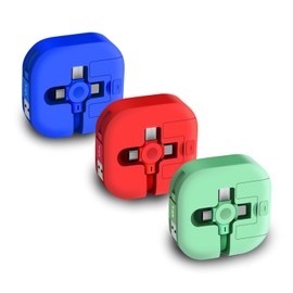 Gartmost 3-packs Drei in einem Ladekabel, 3 in 1 Ladekabel einziehbar, 1 Meter Länge, Kompatible USB C(Type-C)/Micro USB/IP, Kompatibel mit Telefon, Android, Tablet (Blau+Rot+Grün)