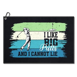 WUUCKOO I Like Big Putts and I Cannot Lie Golf Towel, Funny Golf Towels for Golf Bags with Clip, Golf Accessories for Men Women, Golf Lover Gifts, Golf Gifts for Golfer Golf Player Golf Fan Golf Club