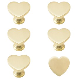 MOROBOR 6PCS Heart Shaped Knobs, Creative Cabinet Drawer Knob Zinc Alloy Single Hole Door Handle for Cabinets Drawer Door Furniture Decorative (Gold)