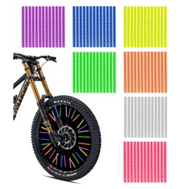 SUCCEFORT 84 Piece Colourful Spoke Reflectors Bicycle Set, 360° Visibility Reflectors, 7 Colours Spoke Reflectors Bicycle, Easy Assembly and Disassembly for Spoke Bicycle