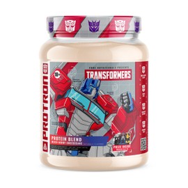 Core Nutritionals Transformers Protron Protein | Whey + Casein Blend | MCTs & Digestive Enzymes | 25g Protein | Free Prize Inside - Optimus Prime | 2 Pound (Mixed Berry Cheesecake)