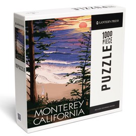 Monterey, California, Sunset and Beach (1000 Piece Puzzle, Challenging Jigsaw Puzzle for Adults, Made in USA)