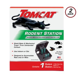 Tomcat Rodent Station, Each Box Includes 1 Rodent Station with 4 Bait Securing Rods and 1 Security Key, Use Indoors or Outdoors, 2-Pack