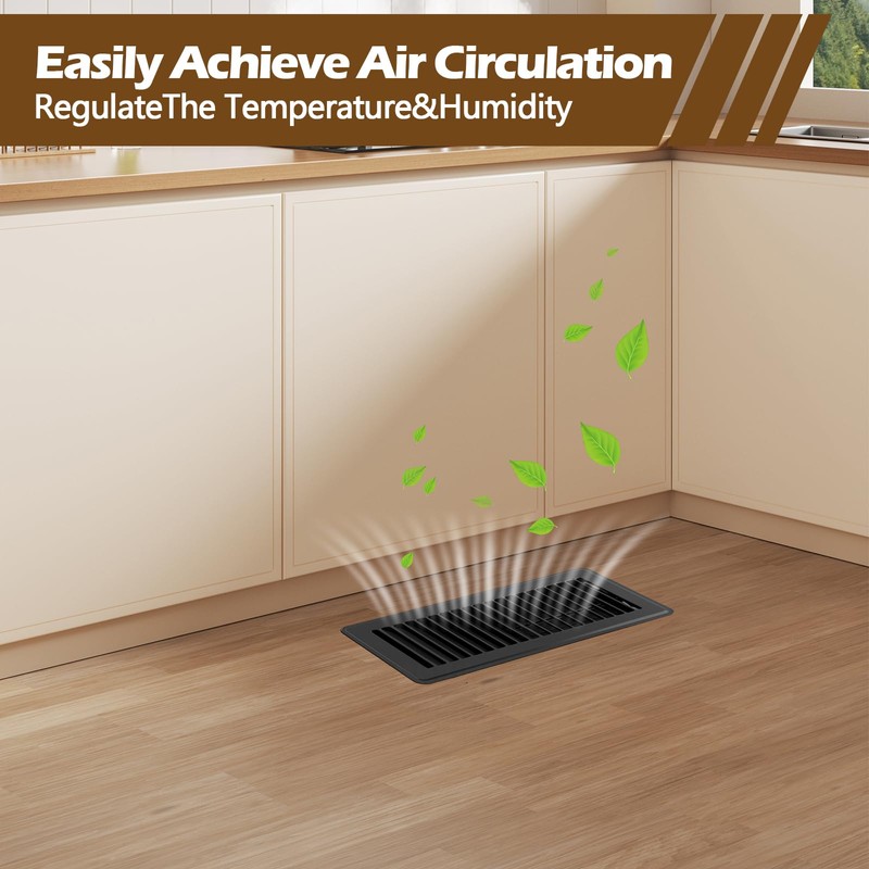 WAWINY Floor Register 4x10,6 Pack Heavy Duty Steel Vent Covers