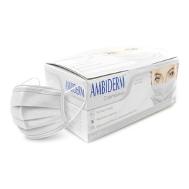 Ambiderm Cubrebocas 3 Capas Plisados Ajuste Nasal Colores (Blanco)
