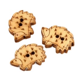 Set of 6 Wooden Buttons 2cm x 1.8cm Hedgehog