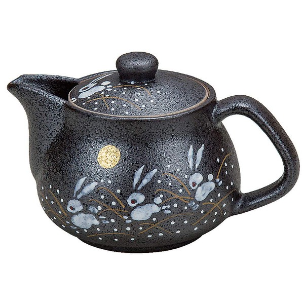 I rabbit Kutani pottery teapot pot (with tea strainer)