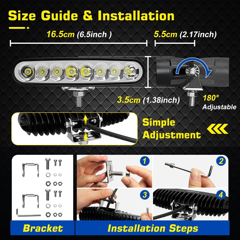 2 Pack Waterproof LED Boat Lights, 6.5inch 80W 8600LMS Boat