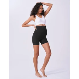 POSHDIVAH Pantalones cortos de maternidad para mujer sobre el vientre, ciclismo, entrenamiento, yoga, verano, embarazo, correr, leggings cortos de 5 pulgadas, Negro 5", XXL