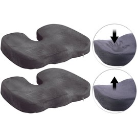 Lescars Seat Cushion Sciatica: Set of 2 Memory Foam Seat Cushions for Comfortable Sitting in the Car, Office etc. (Orthopaedic Seat Cushion Sciatica, Orthopaedic Seat Cushion Car)