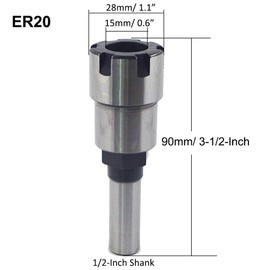 Gasea 1/2 Inch Shank ER20 Router Collet Extension Rod Collect Chucks Adapter with 6.35mm & 13mm Spring Collet Set for CNC Milling Lathe Tool