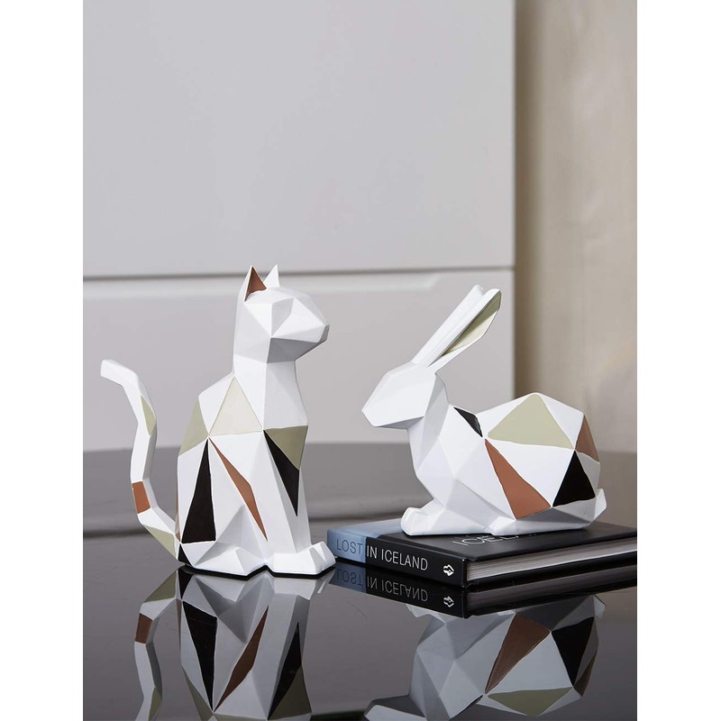 Amoy-Art Rabbit Sculptures Figures Modern Arts Decor Animal Statue Living