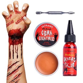 Kit de Cera de Cicatriz de Sangre Falsa, Cera de Piel, Gel de Sangre Falso, Cicatriz de Modelado de Heridas Maquillaje de Pintura Corporal, SFX Maquil