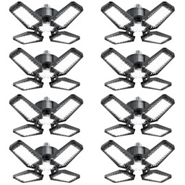 TOPAUBUB Garage Light 8 Pack 120W, 12000LM LED Lights for Garage with 4+1 Deformable Panels 6500K Screw in LED Shop Lighting for Workshop, Basement Support E26/E27